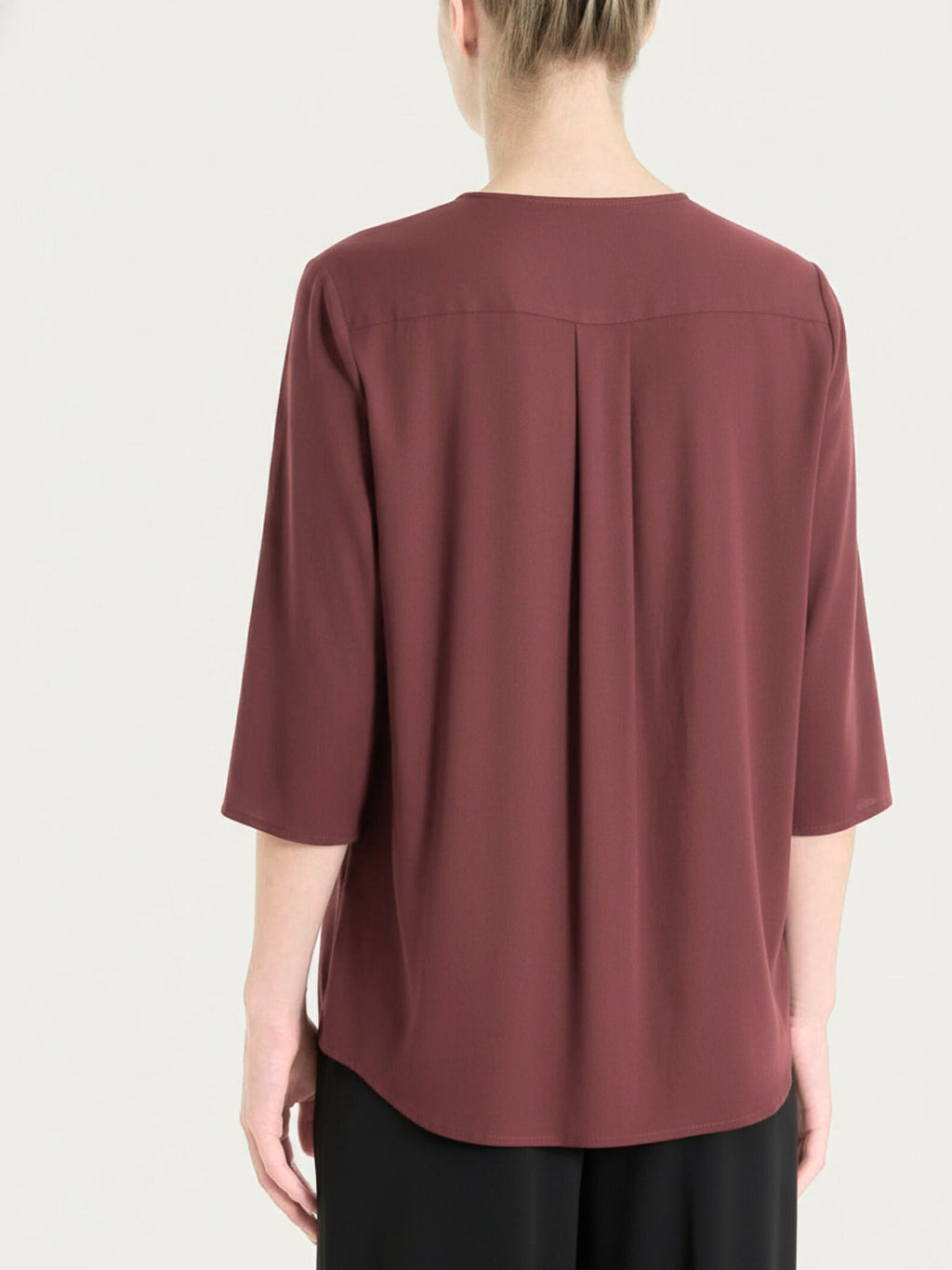 Blusa con scollo a V in Voile Stretch