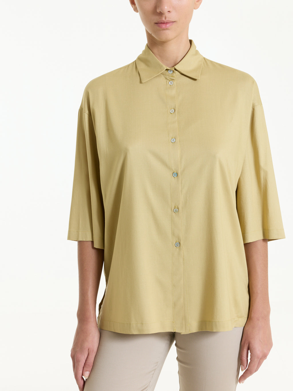 Camicia con manica 3/4 in Poplin di cotone