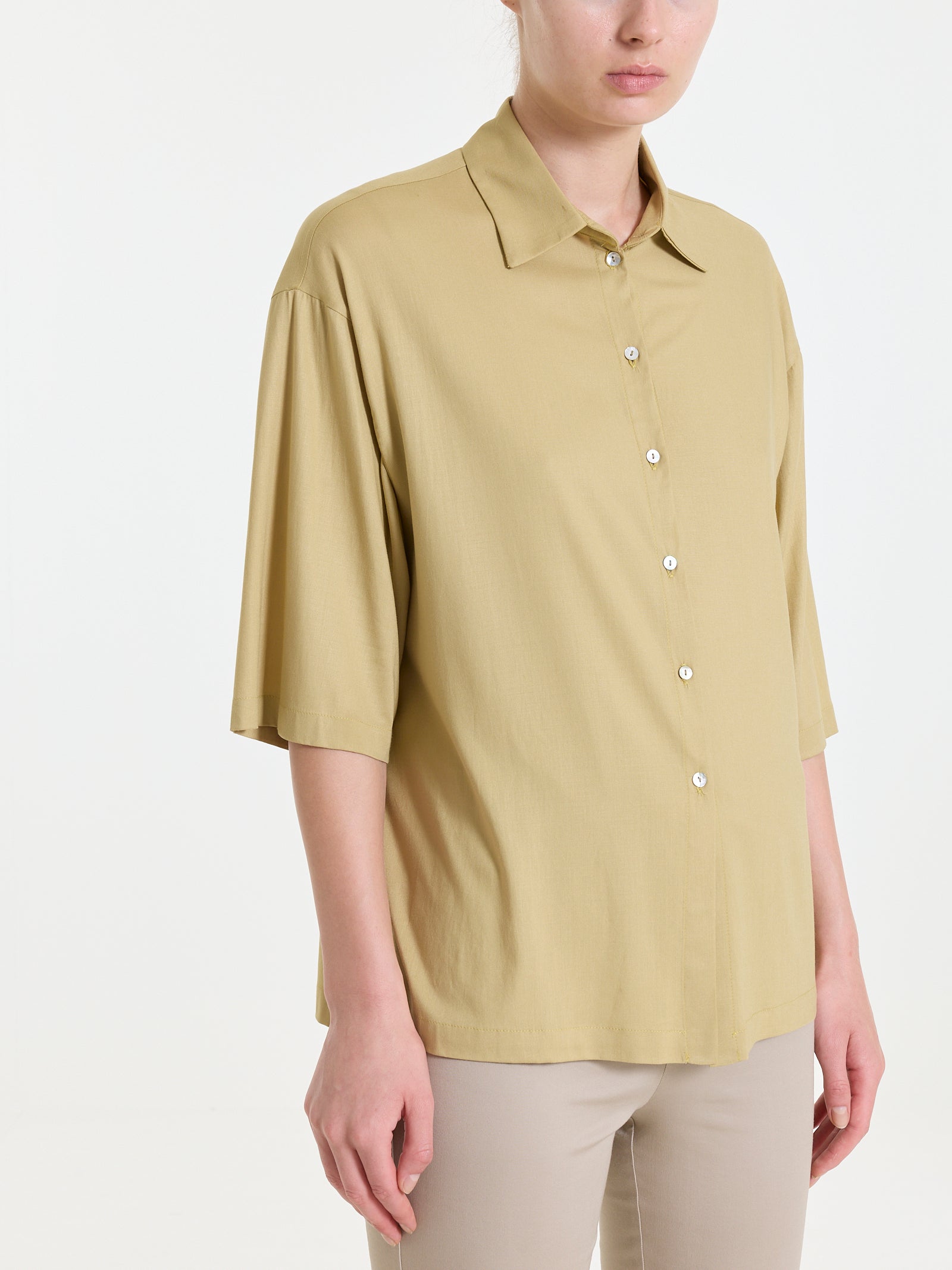 Camicia con manica 3/4 in Poplin di cotone