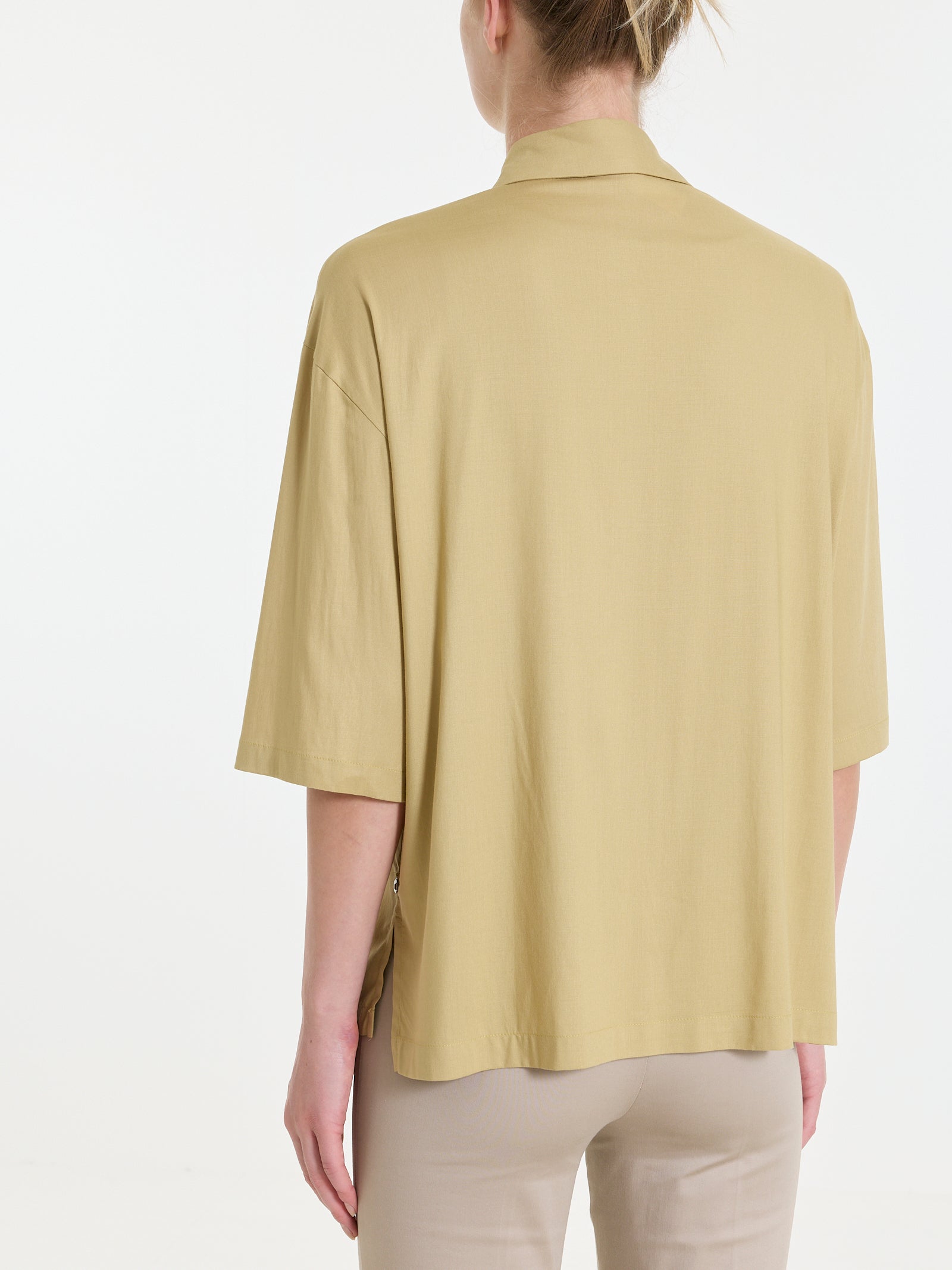 Camicia con manica 3/4 in Poplin di cotone