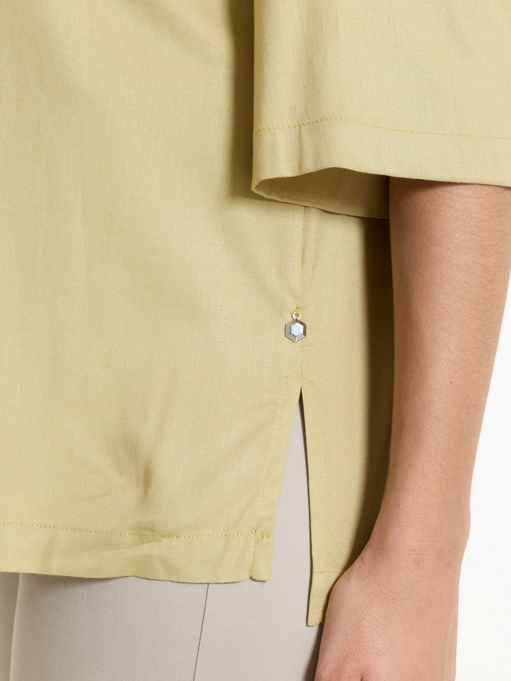Camicia con manica 3/4 in Poplin di cotone