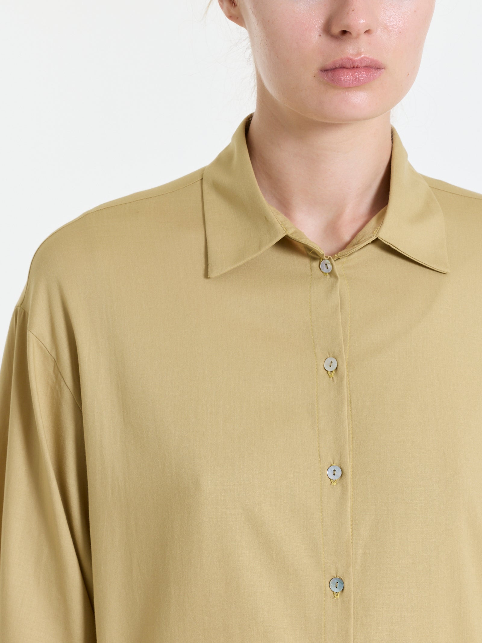 Camicia con manica 3/4 in Poplin di cotone