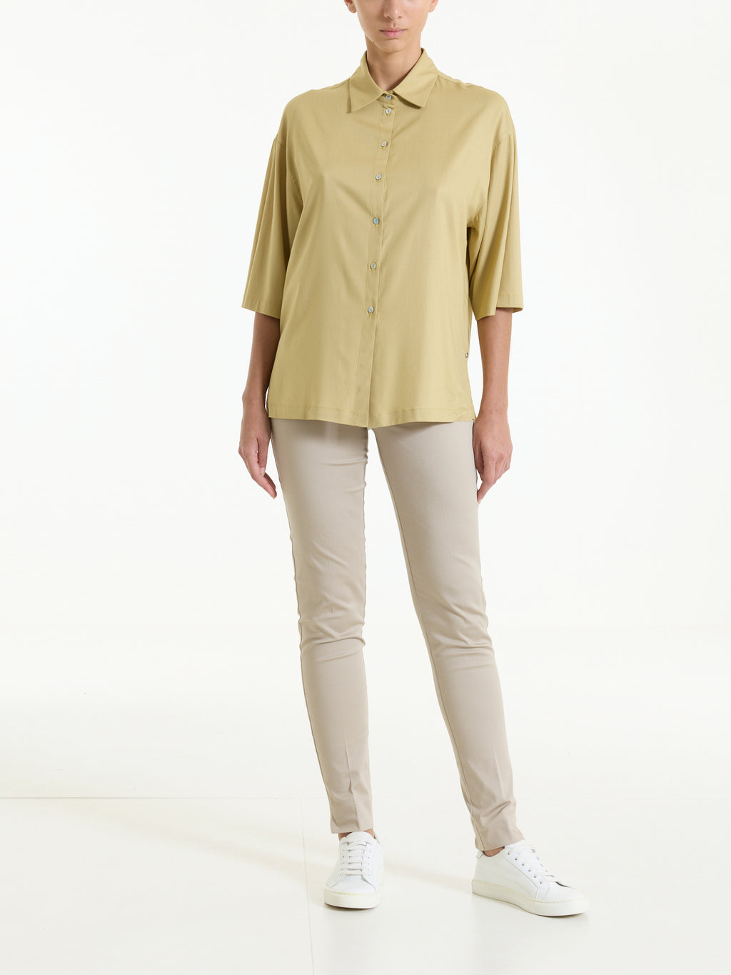 Camicia con manica 3/4 in Poplin di cotone
