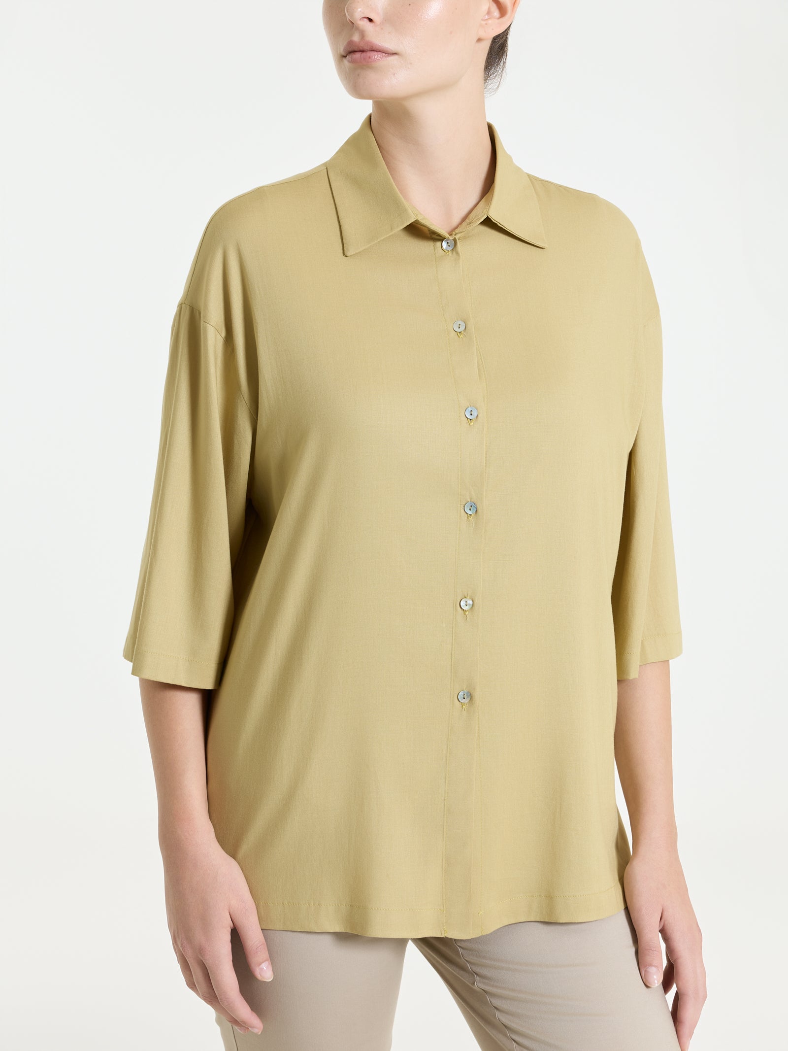 Camicia con manica 3/4 in Poplin di cotone