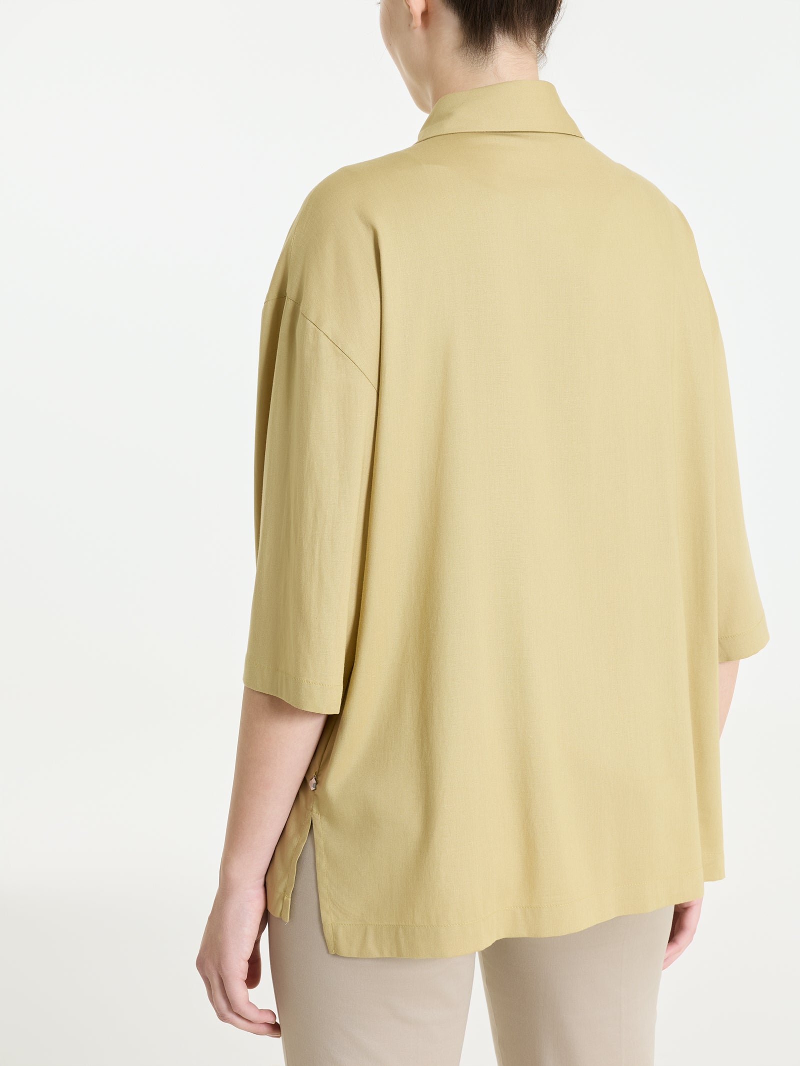 Camicia con manica 3/4 in Poplin di cotone