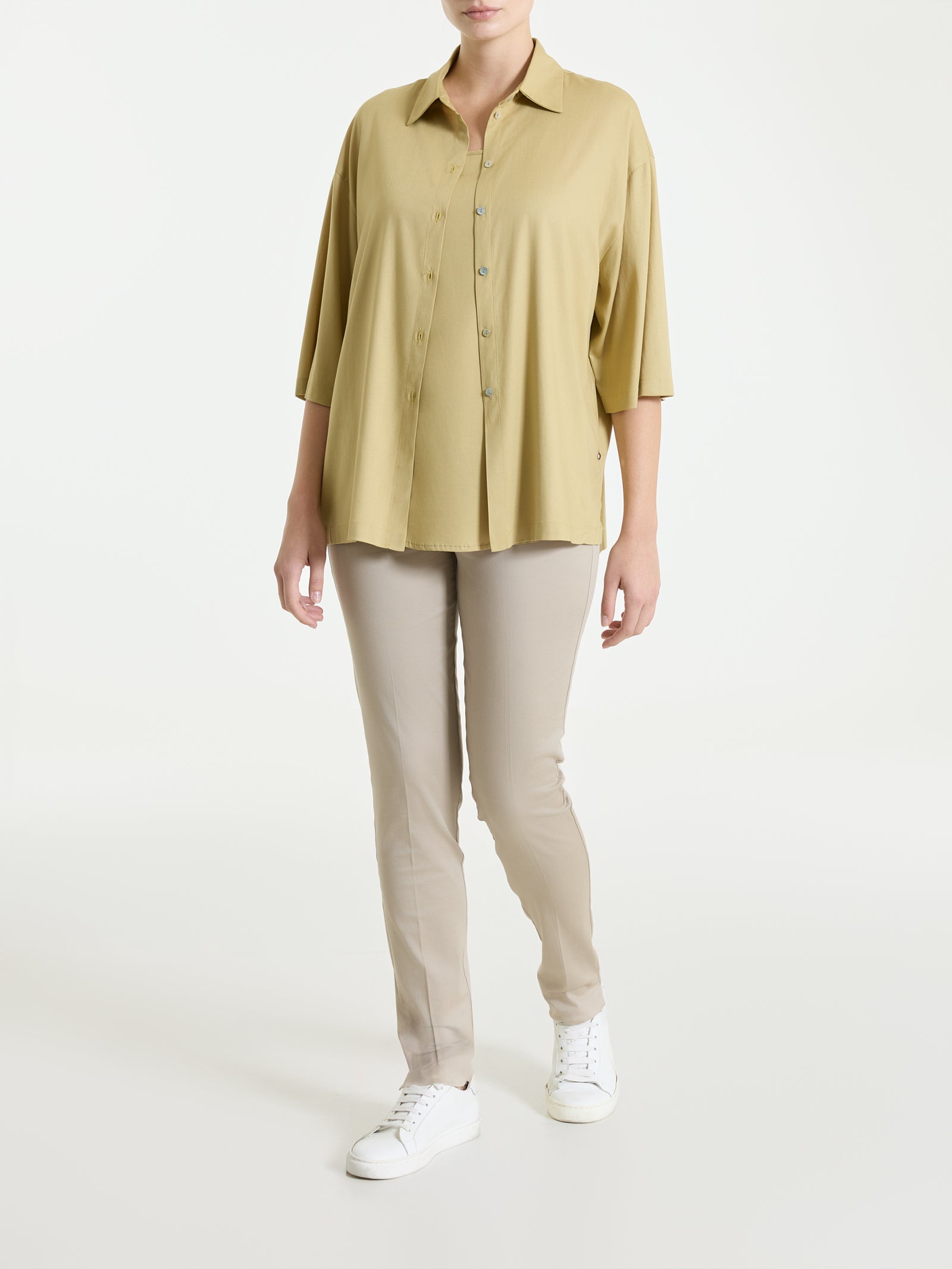 Camicia con manica 3/4 in Poplin di cotone