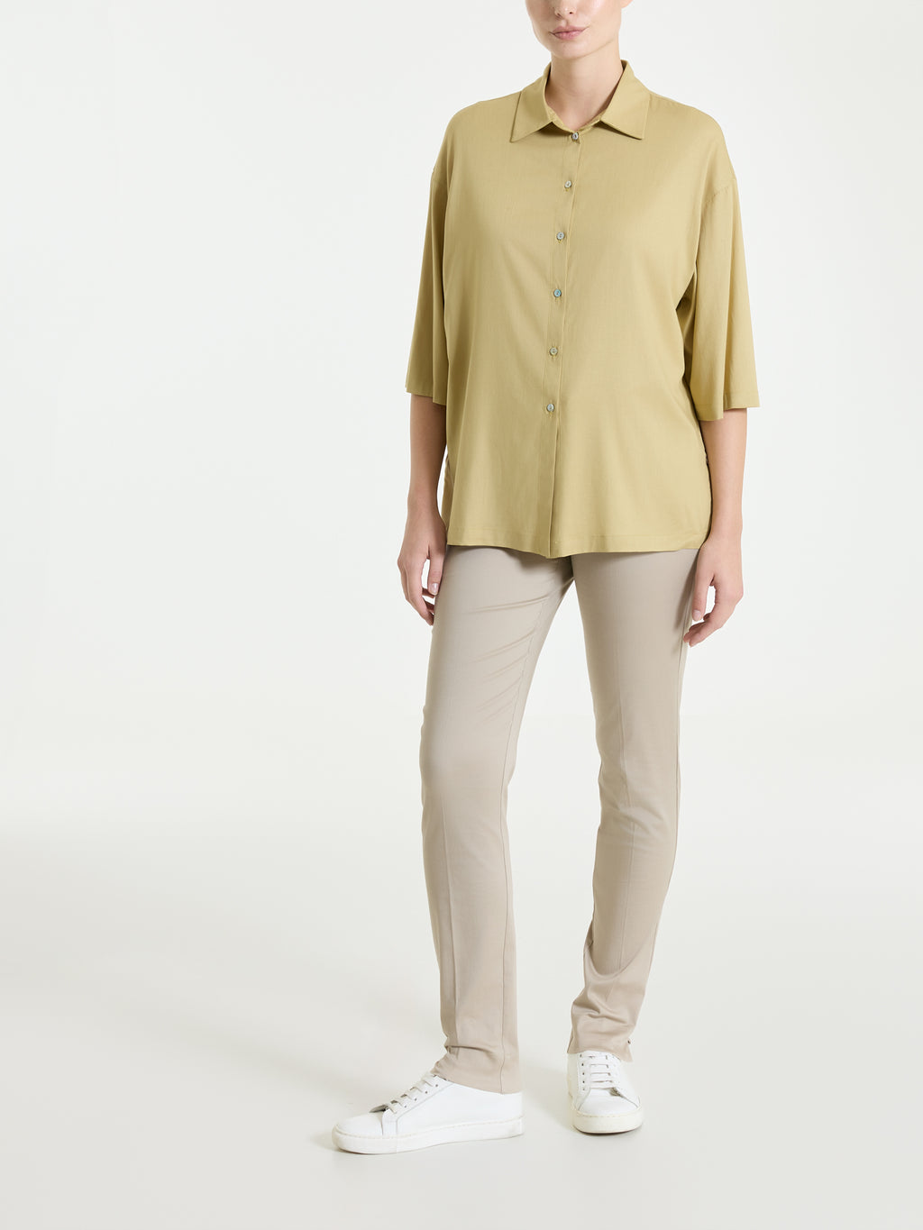 Camicia con manica 3/4 in Poplin di cotone