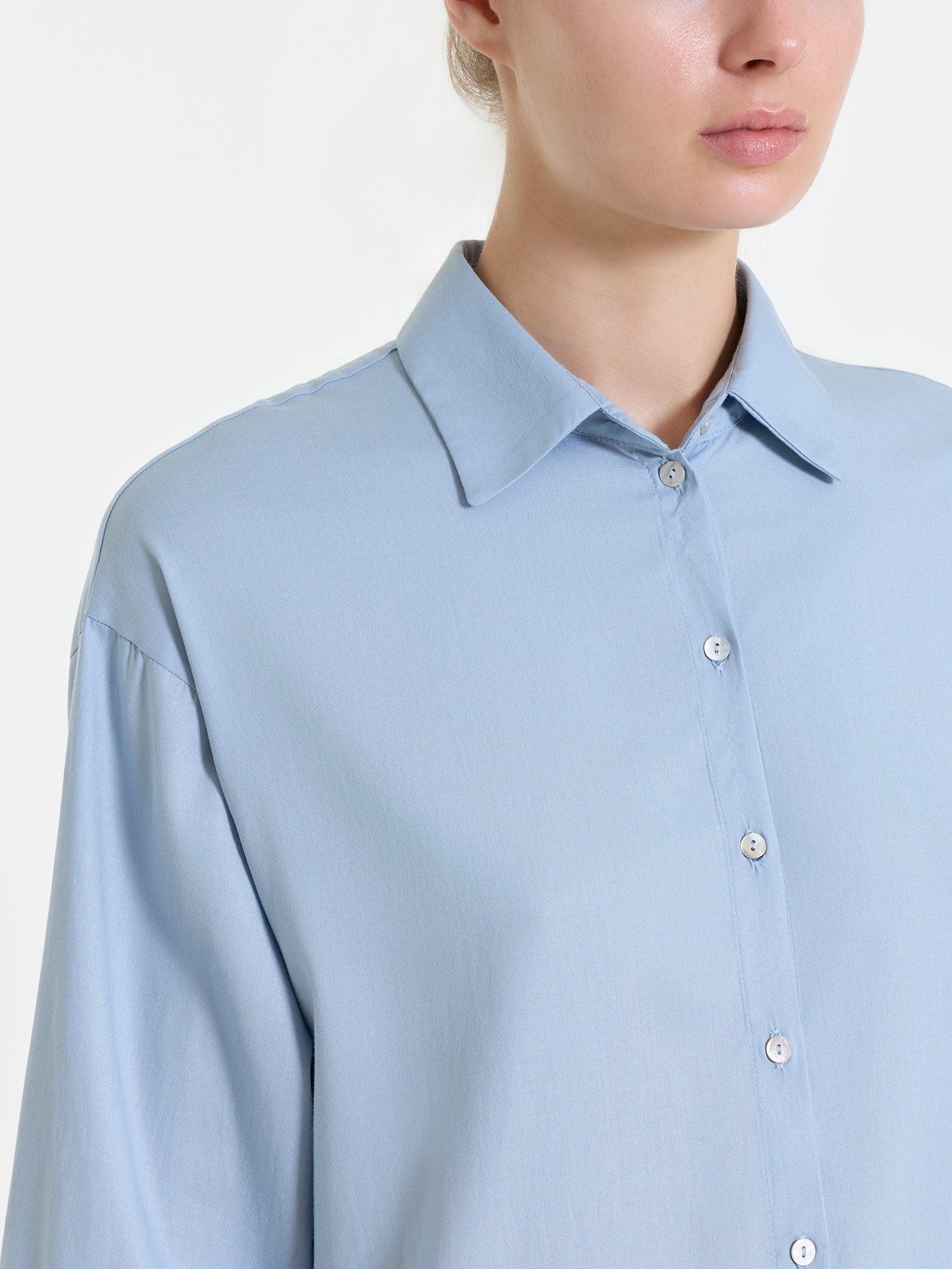 Camicia con manica 3/4 in Poplin di cotone