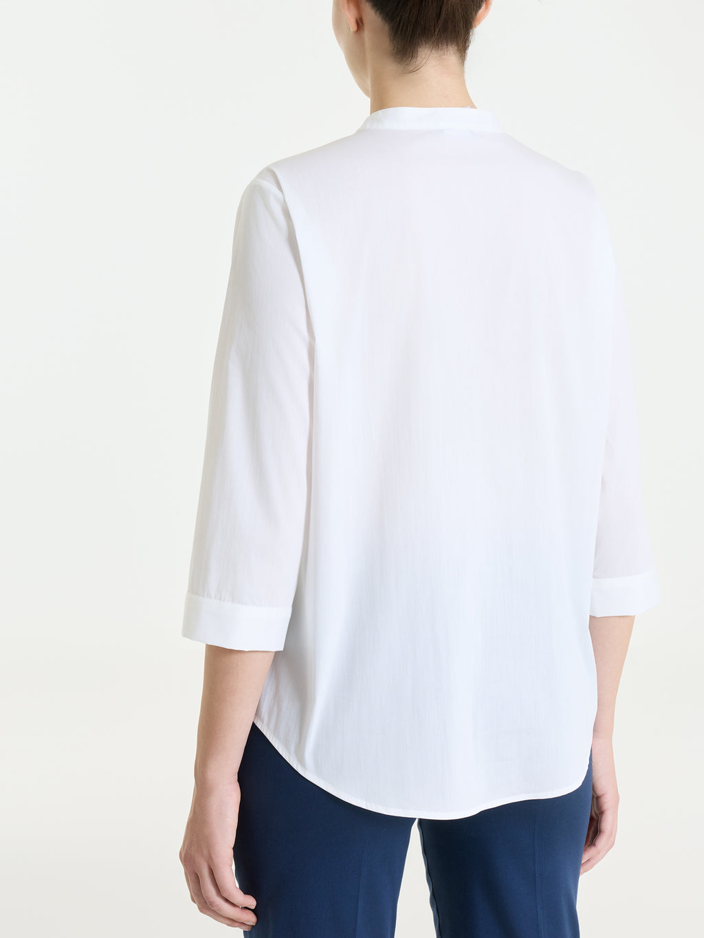 Camicia con pieghe frontali in Poplin di Cotone