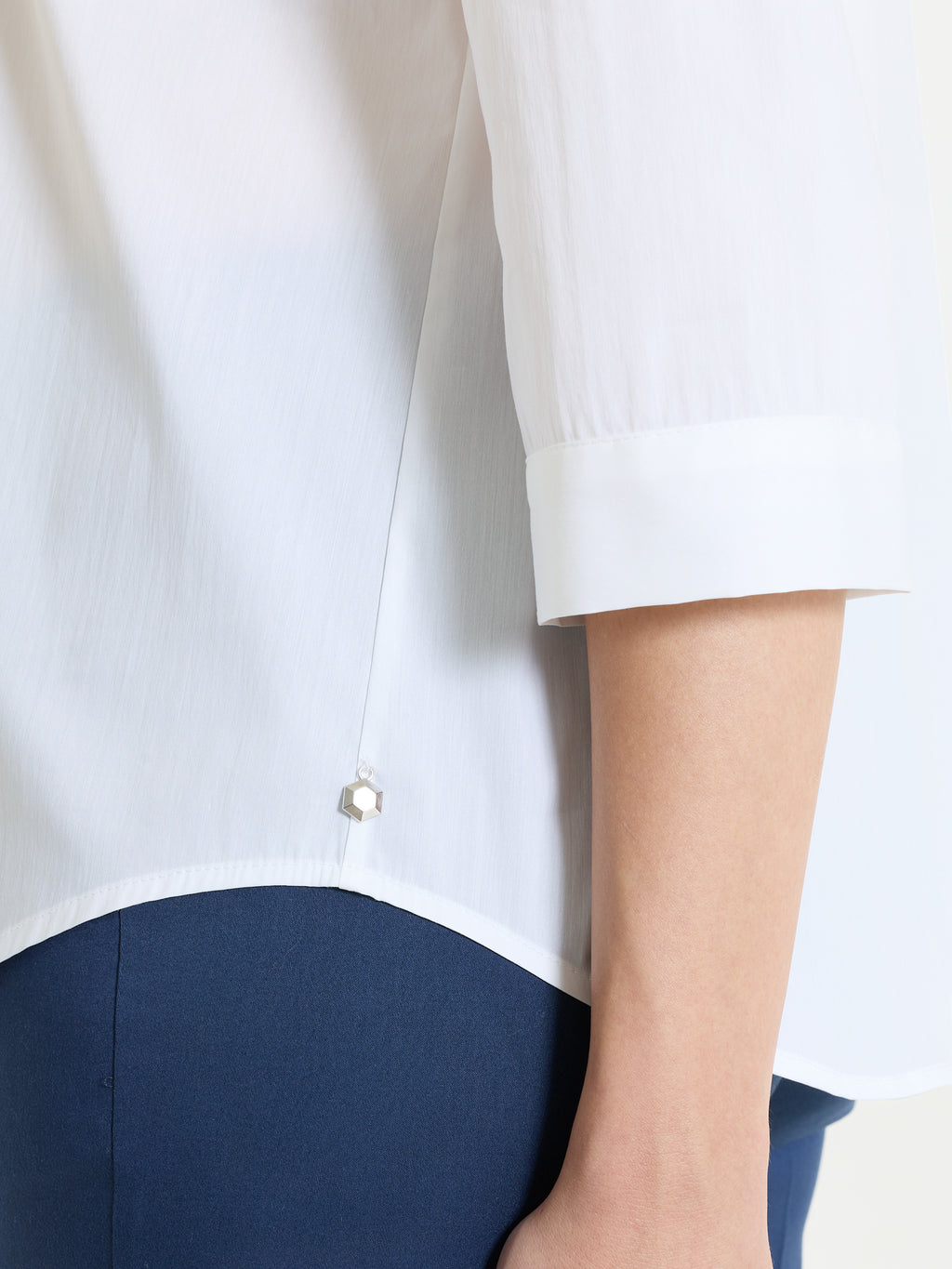Camicia con pieghe frontali in Poplin di Cotone