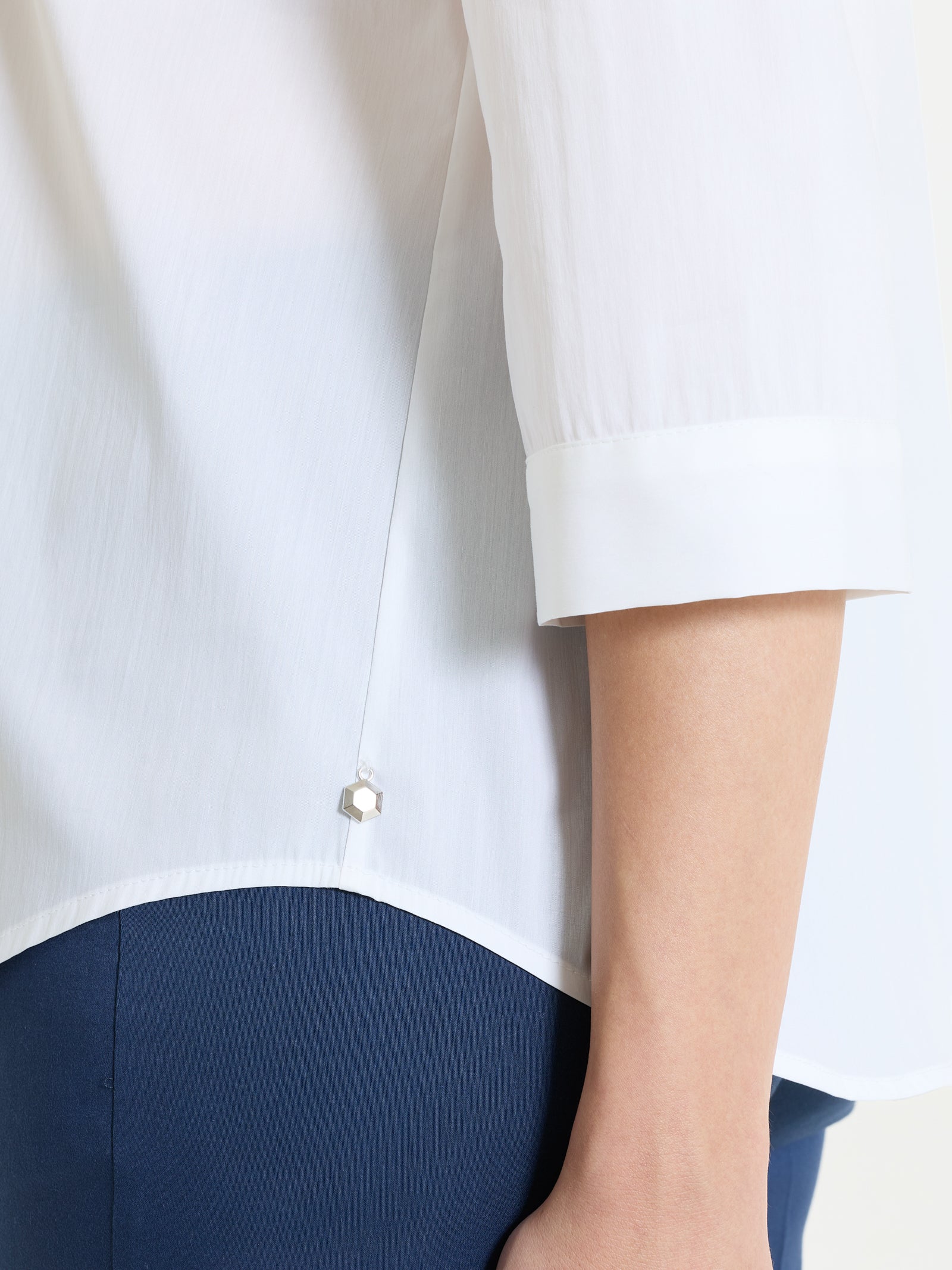 Camicia con pieghe frontali in Poplin di Cotone