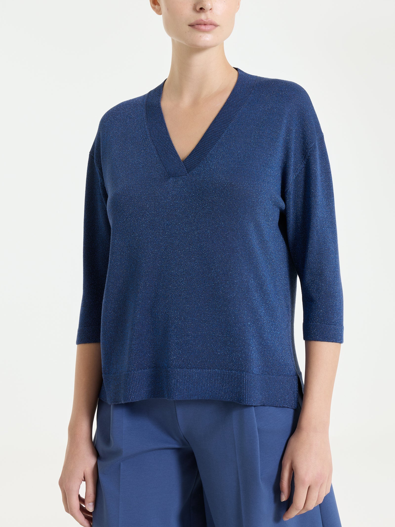 Maglia con scollo a V in Lurex Summertime