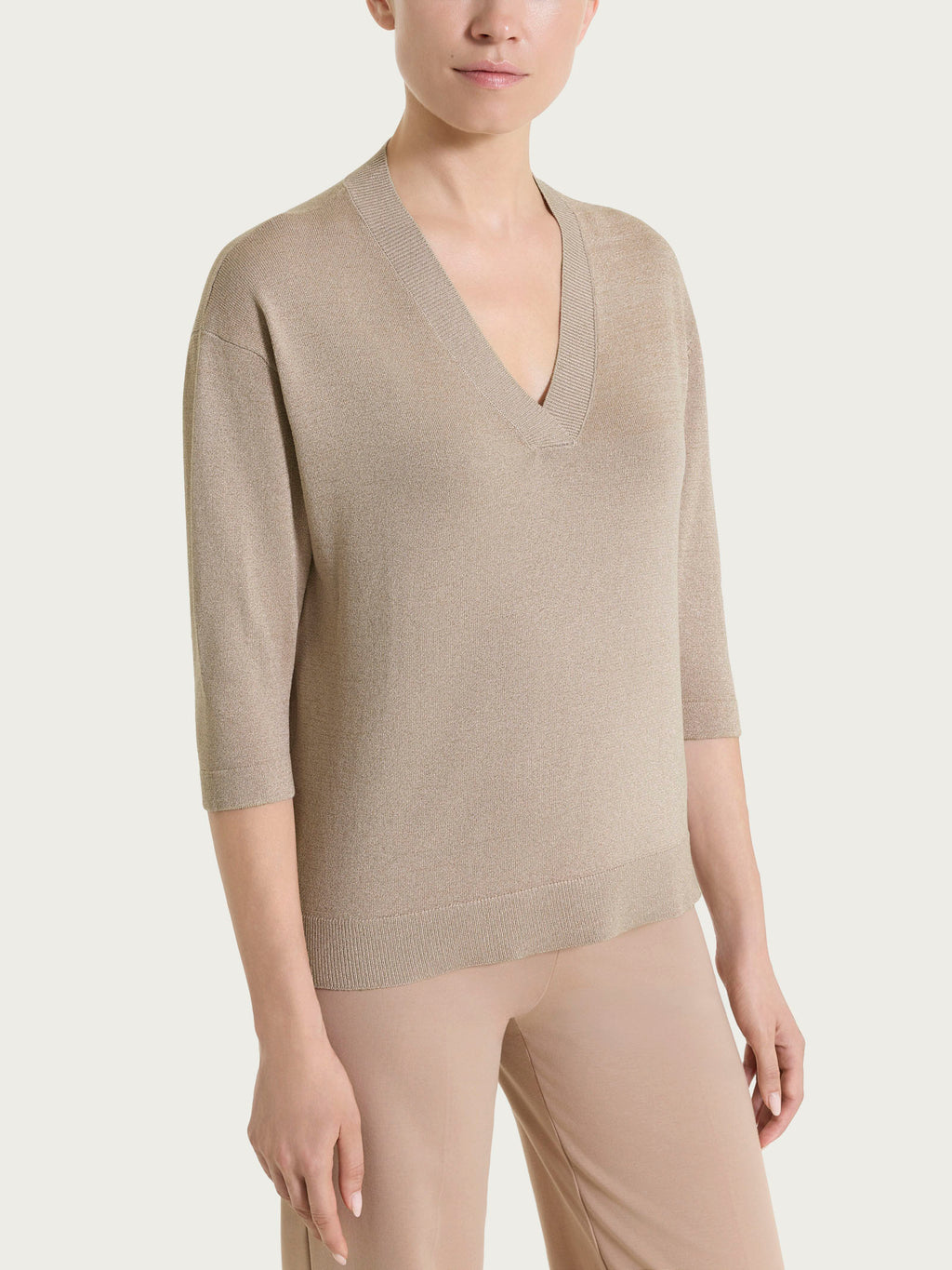 Maglia con scollo a V in Lurex Summertime
