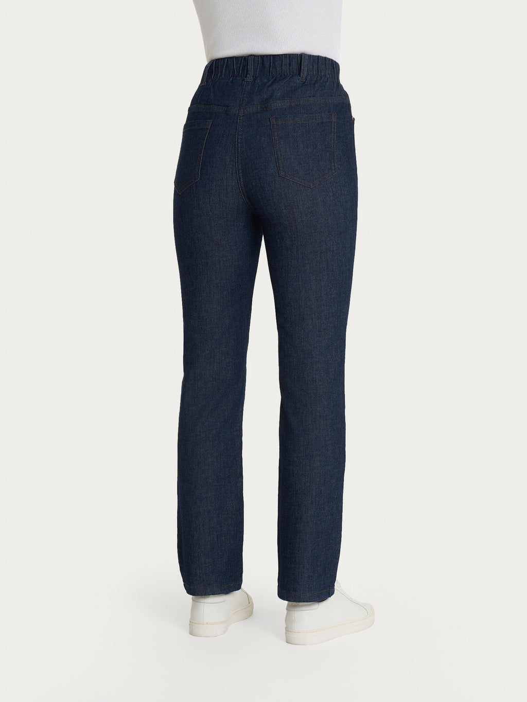 Jeans a gamba dritta con tasche e vita piatta in Light Denim