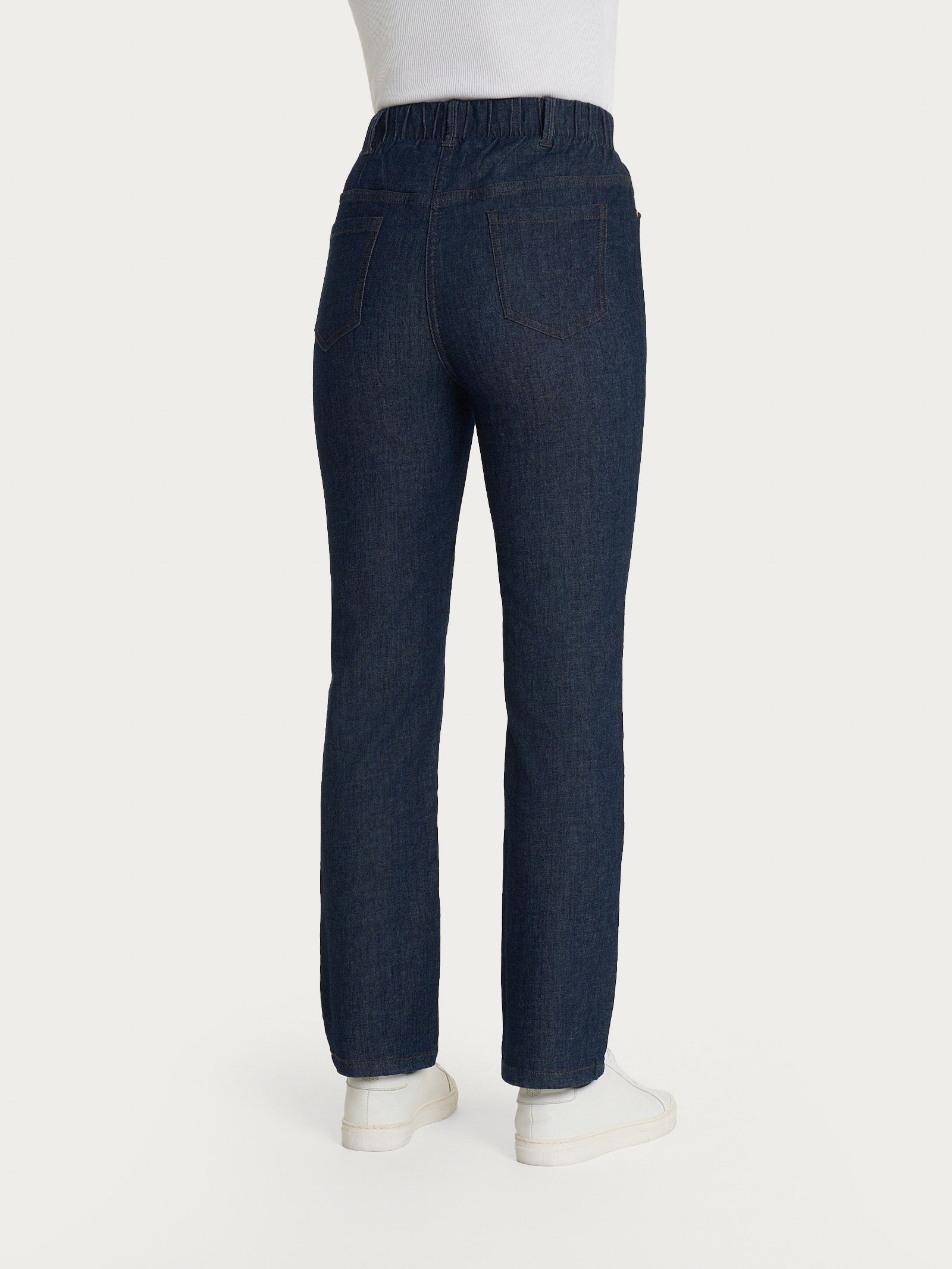 Jeans a gamba dritta con tasche e vita piatta in Light Denim