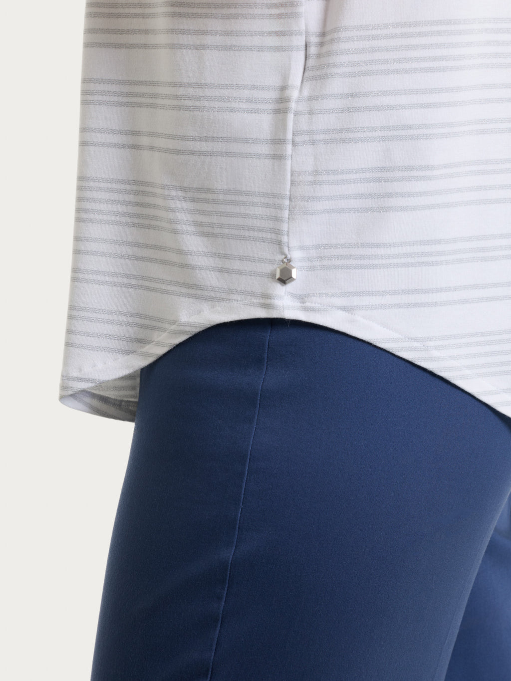 Maglietta con righe orizzontali alternate in Viscosa Summer e Lurex