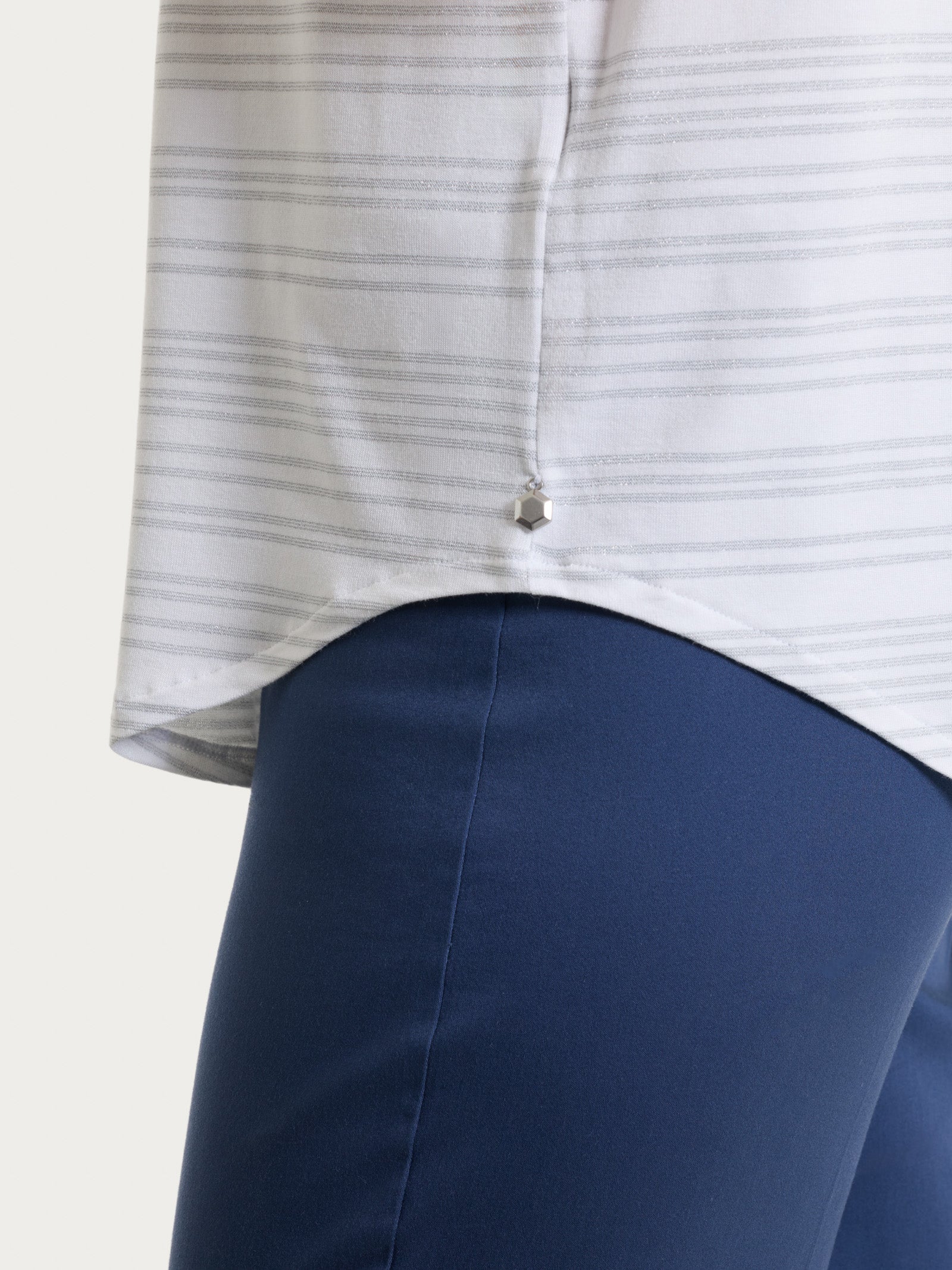 Maglietta con righe orizzontali alternate in Viscosa Summer e Lurex