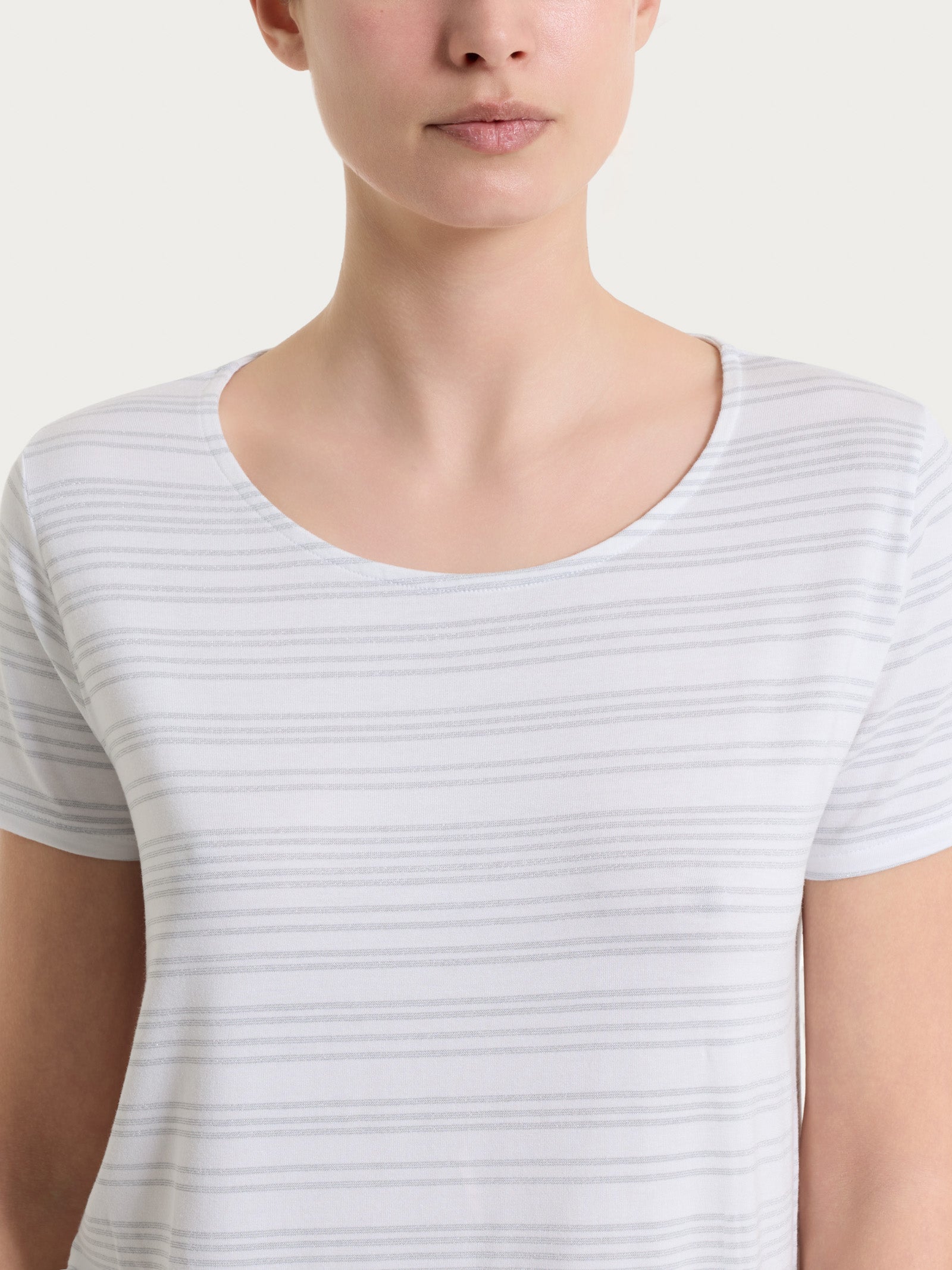 Maglietta con righe orizzontali alternate in Viscosa Summer e Lurex