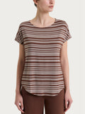 Maglietta girocollo a righe alternate in Viscosa Summer